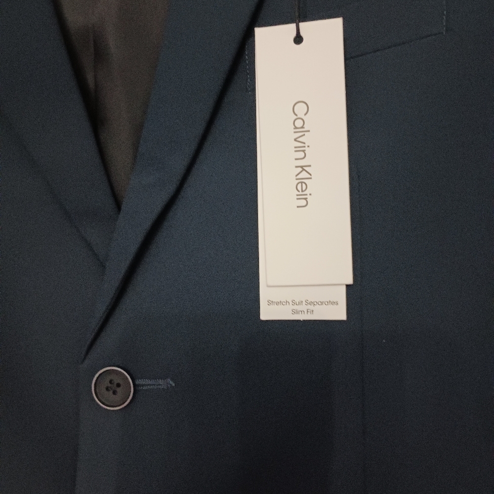 Kids Calvin Klein Boys Navy Blue Suit Jacket 12 - Picture 2 of 7